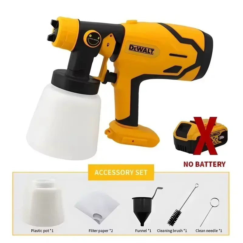 Pistol de vopsit electric fără fir DEWALT 800ML – Pulverizator portabil de vopsea cu putere ridicată, ideal pentru automobile și mobilier, compatibil cu bateriile DEWALT.