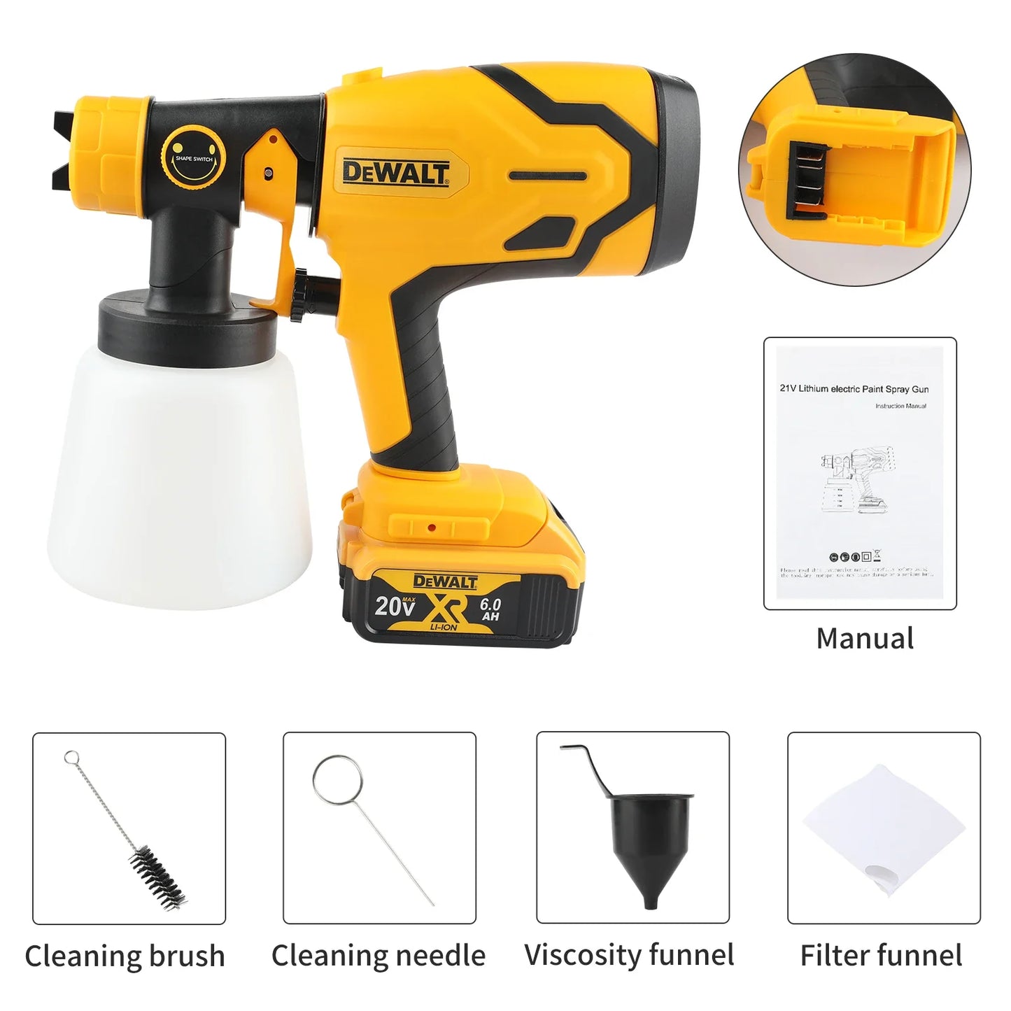 Pistol de vopsit electric DEWALT 800ML – Fără fir, baterie 18V – Calitate profesională pentru acoperire uniformă a pereților, dulapurilor și proiectelor DIY!