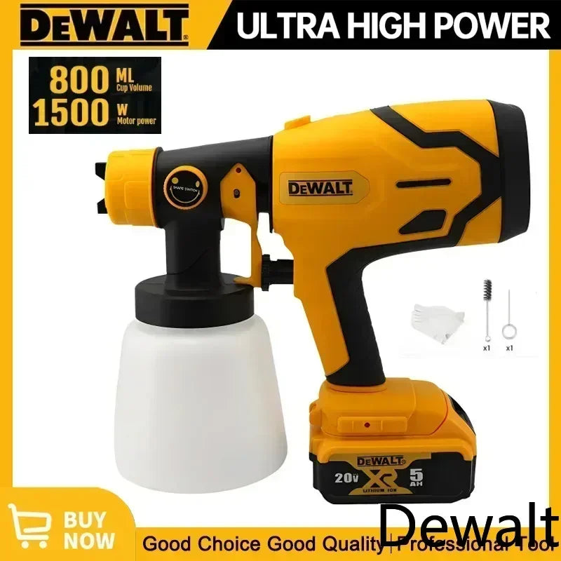 Pistol de vopsit electric fără fir DEWALT 800ML – Pulverizator portabil de vopsea cu putere ridicată, ideal pentru automobile și mobilier, compatibil cu bateriile DEWALT.