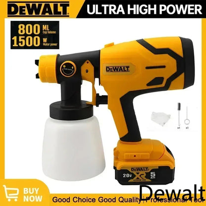 Pistol de vopsit electric fără fir DEWALT 800ML – Pulverizator portabil de vopsea cu putere ridicată, ideal pentru automobile și mobilier, compatibil cu bateriile DEWALT.