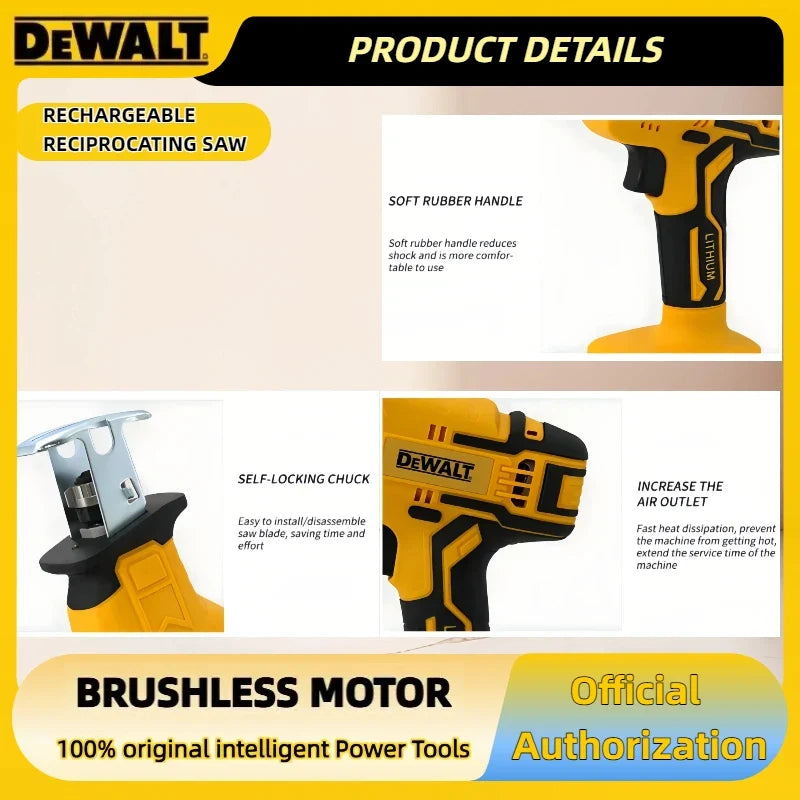 Fierăstrău alternativ fără fir DEWALT 20V Brushless – Fierăstrău electric multifuncțional pentru tăierea metalului, lemnului și țevilor, viteză 2800RPM, unealtă electrică profesională