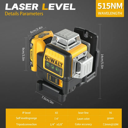 Nivelă laser DEWALT DW089LG – Laser 360° profesional pentru construcții, instrument de măsurare de înaltă precizie, fără fir și reîncărcabil