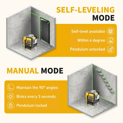 Nivelă laser DEWALT DW089LG – Laser 360° profesional pentru construcții, instrument de măsurare de înaltă precizie, fără fir și reîncărcabil