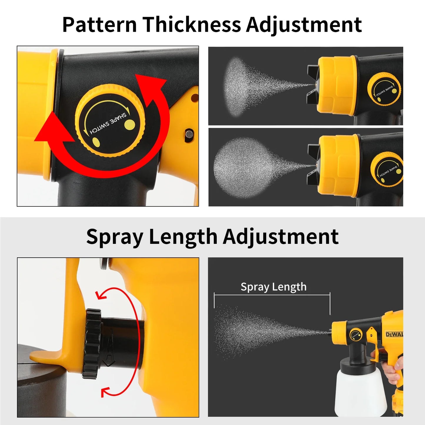 Pistol de vopsit electric DEWALT 800ML – Fără fir, baterie 18V – Calitate profesională pentru acoperire uniformă a pereților, dulapurilor și proiectelor DIY!