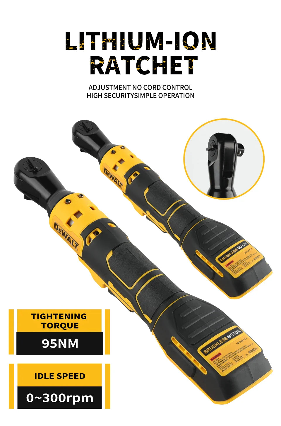 Cheie unghiulară fără perii DEWALT 20V – Cuplu ridicat de 95 N·m, 2500 RPM, design compact pentru întreținerea automobilelor