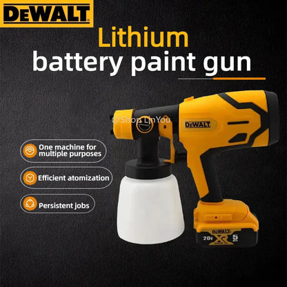 Pistol de vopsit electric fără fir DEWALT 800ML – Pulverizator portabil de vopsea cu putere ridicată, ideal pentru automobile și mobilier, compatibil cu bateriile DEWALT.