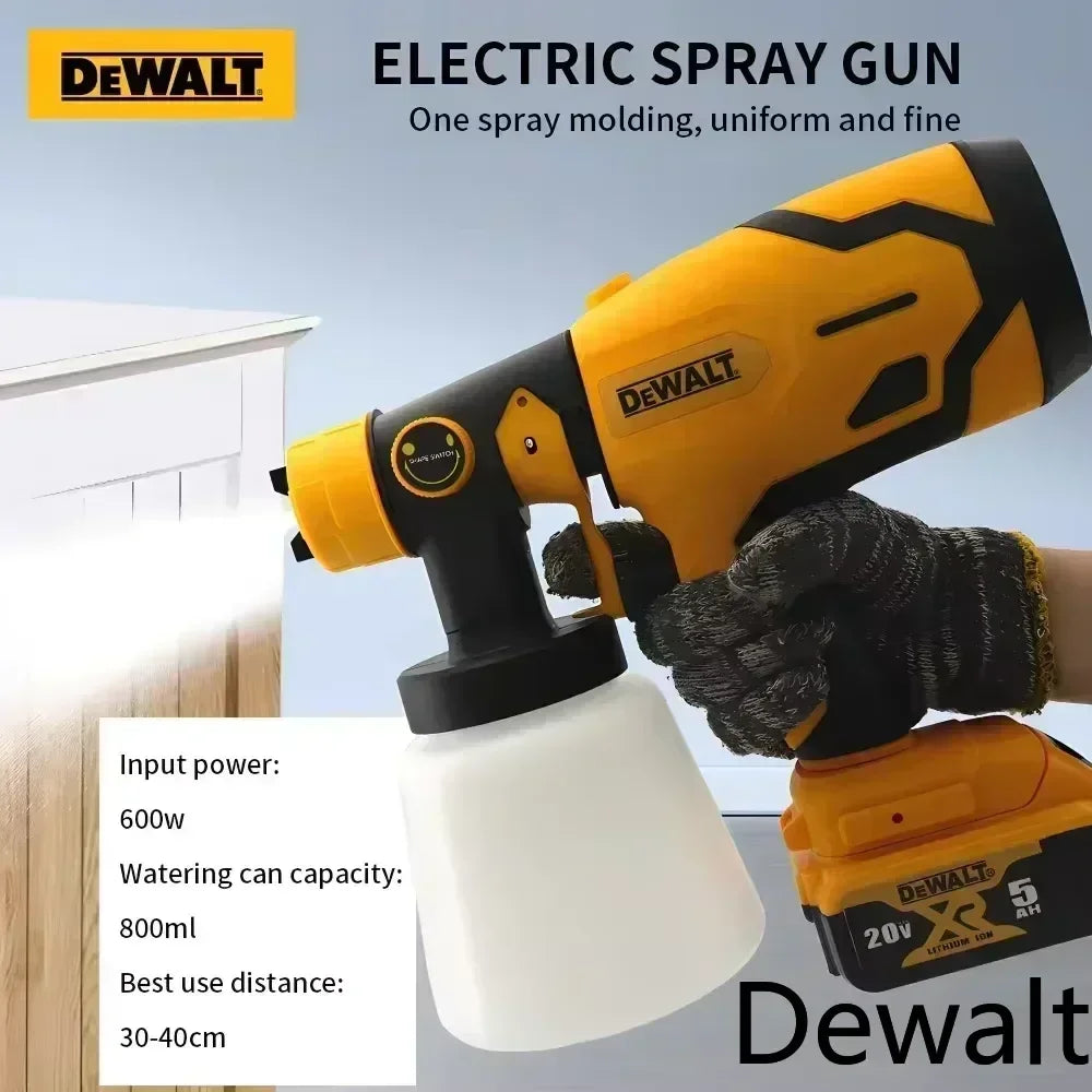 Pistol de vopsit electric fără fir DEWALT 800ML – Pulverizator portabil de vopsea cu putere ridicată, ideal pentru automobile și mobilier, compatibil cu bateriile DEWALT.