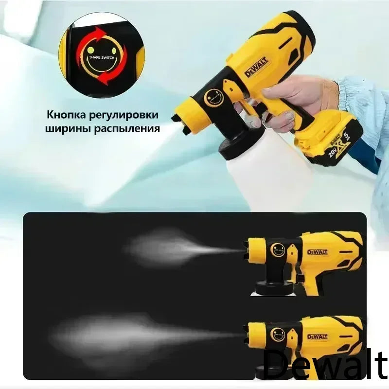 Pistol de vopsit electric fără fir DEWALT 800ML – Pulverizator portabil de vopsea cu putere ridicată, ideal pentru automobile și mobilier, compatibil cu bateriile DEWALT.