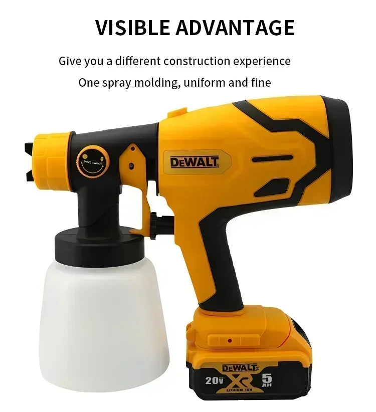 Pistol de vopsit electric fără fir DEWALT 800ML – Pulverizator portabil de vopsea cu putere ridicată, ideal pentru automobile și mobilier, compatibil cu bateriile DEWALT.