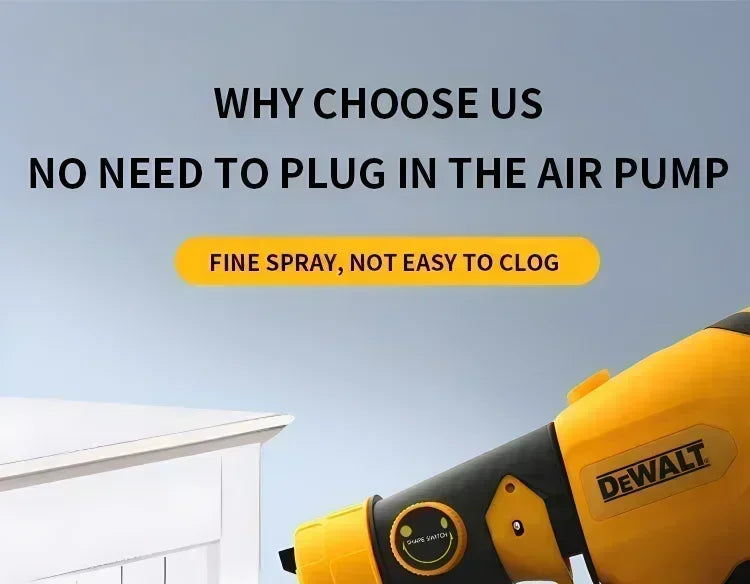 Pistol de vopsit electric fără fir DEWALT 800ML – Pulverizator portabil de vopsea cu putere ridicată, ideal pentru automobile și mobilier, compatibil cu bateriile DEWALT.